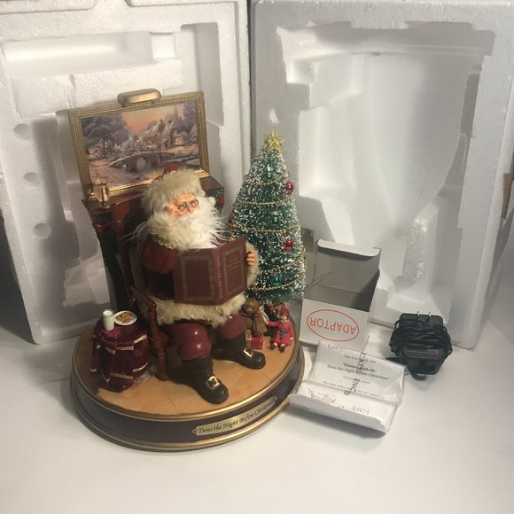 Thomas Kinkade Twas The Night Before Christmas Tabletop Santa Figure Bradford - Picture 5 of 13